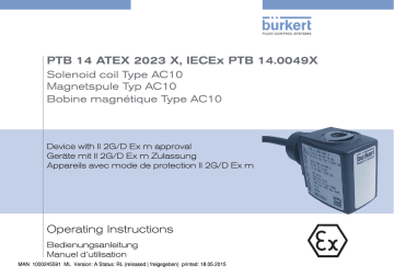 Operating Instructions PTB 14 ATEX 2023 X, IECEx PTB | Manualzz