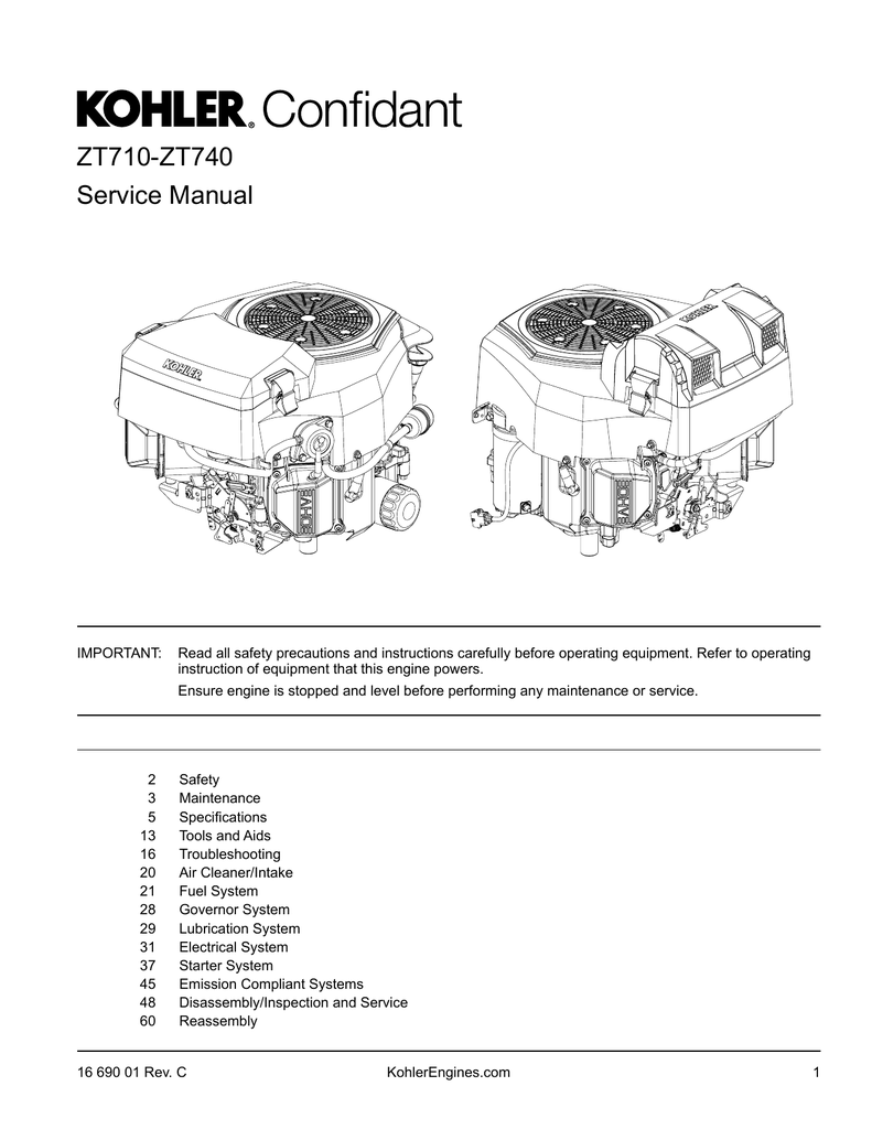 Kohler Confidant ZT730 Service manual Manualzz