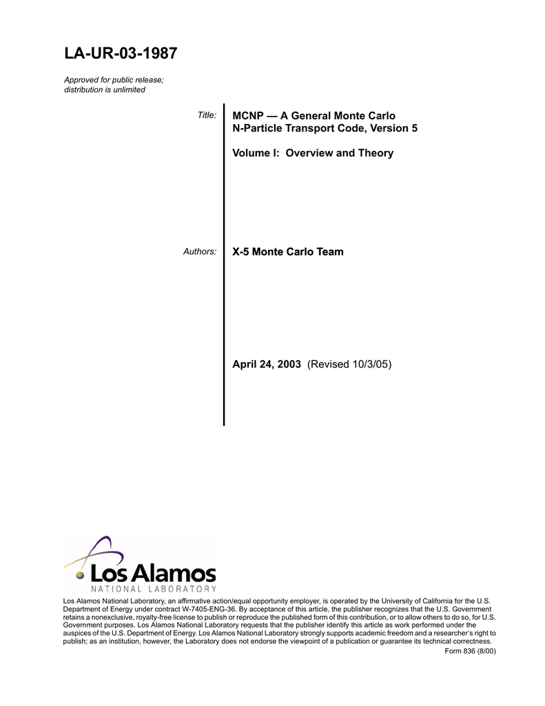 MCNP User Manual, Version 5