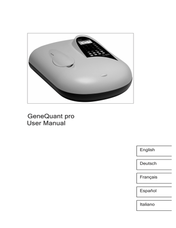 Genequant Pro User Manual Manualzz Genequant Pro User Manual Manualzz
