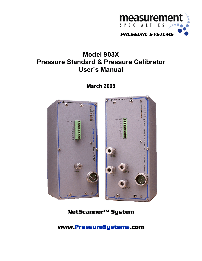 Model 903X Pressure Standard & Pressure Calibrator User's Manual Manualzz