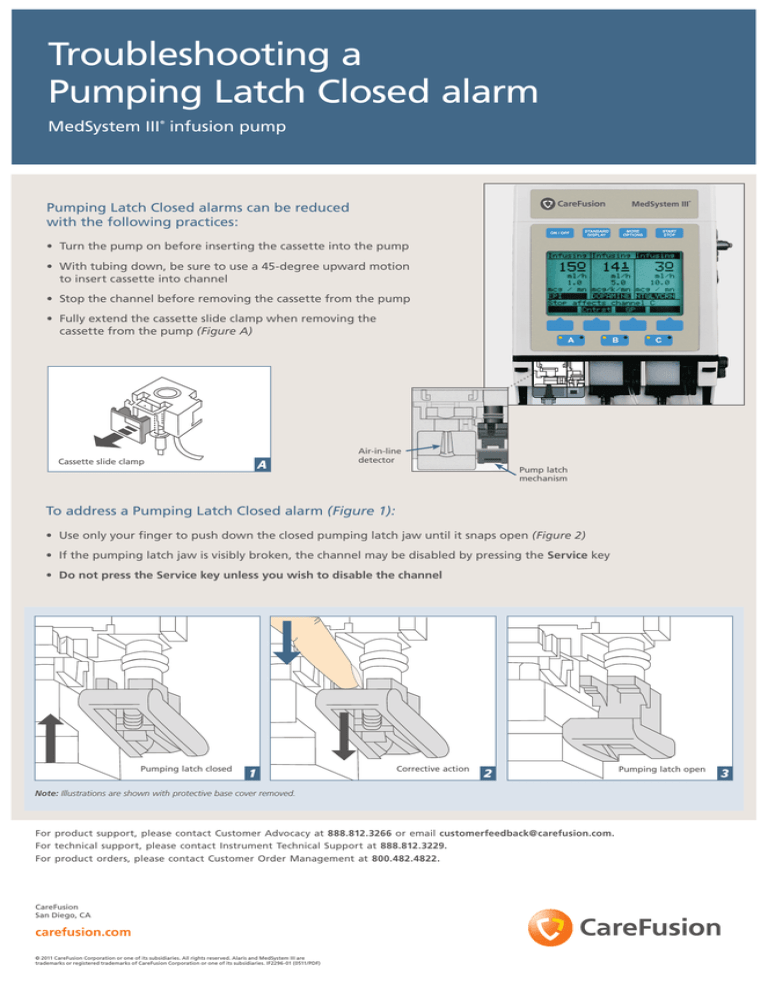 Troubleshooting a Pumping Latch Closed alarm | Manualzz