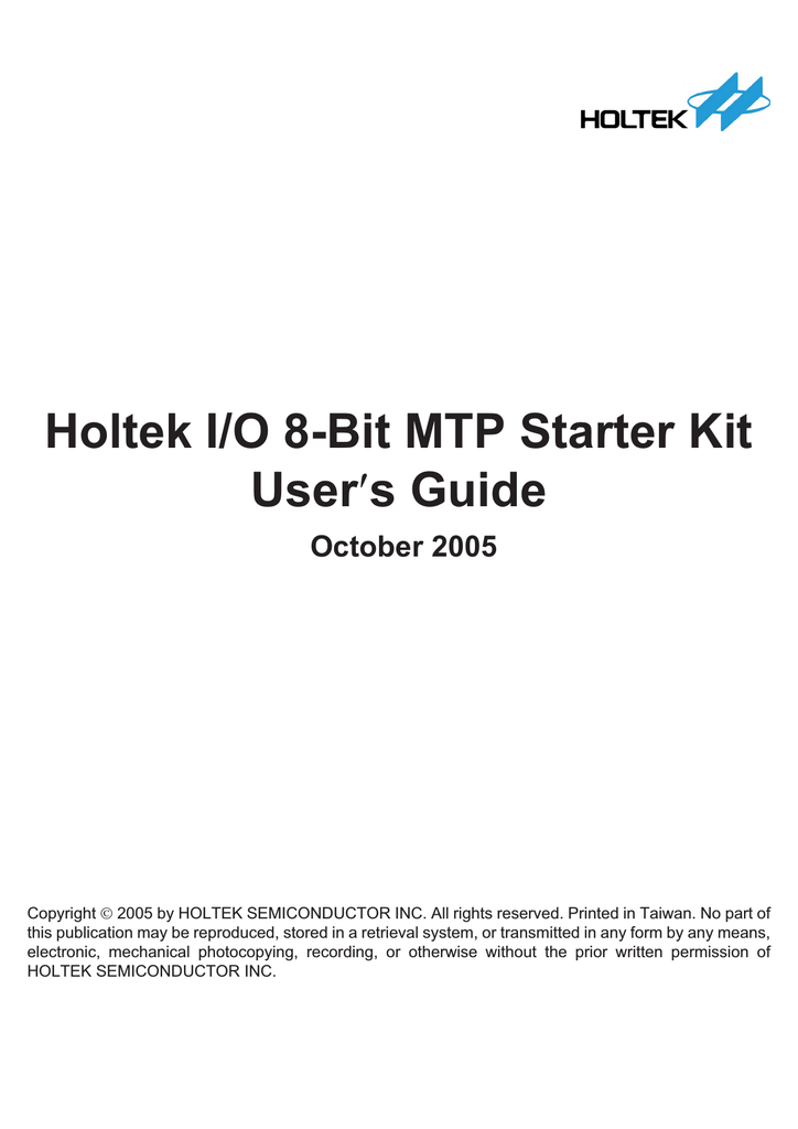 Holtek I O 8 Bit Mtp Starter Kit User S Guide Manualzz