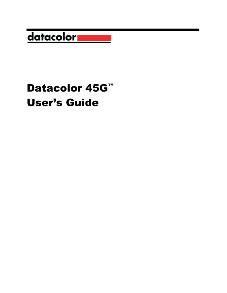 Datacolor 110 User's Guide | Manualzz