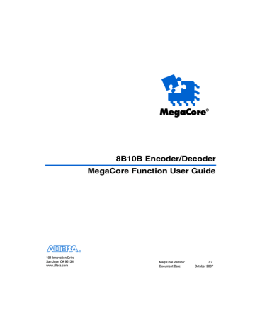8B10B Encoder/Decoder MegaCore Function User Guide | Manualzz