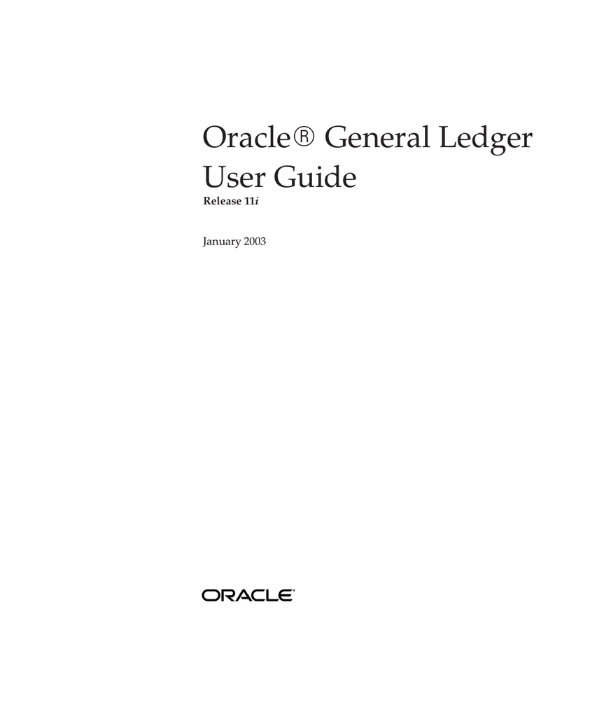 Oracle General Ledger User Guide Manualzz