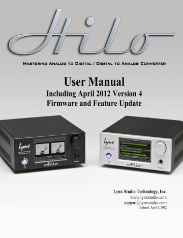 Lynx Studio Hilo Black USB 2-Channel AD/DA Converter User manual | Manualzz