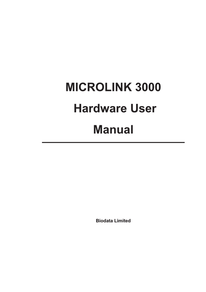 Microlink 3000 Hardware User Manual Manualzz