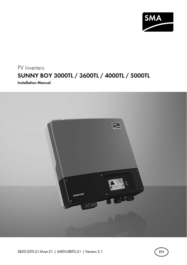 SMA Sunny Boy 4000TL Installation manual Manualzz
