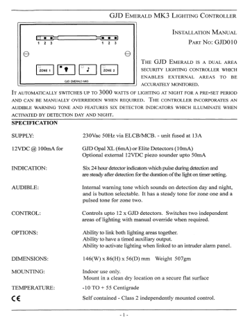 Gj D Emerald Mk3 Lighting Controller Installation Manual 