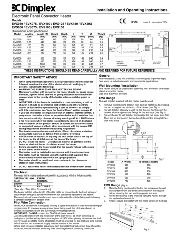 Dimplex EVX075 Installation and Operating Instructions | Manualzz