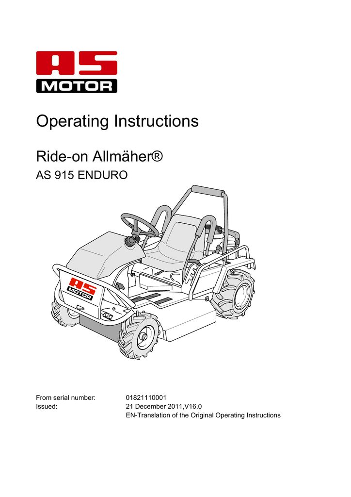 AS MOTOR AS 915 ENDURO Operating Instructions Manual Manualzz