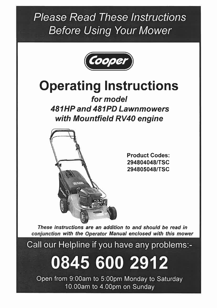 Mountfield rv40 discount