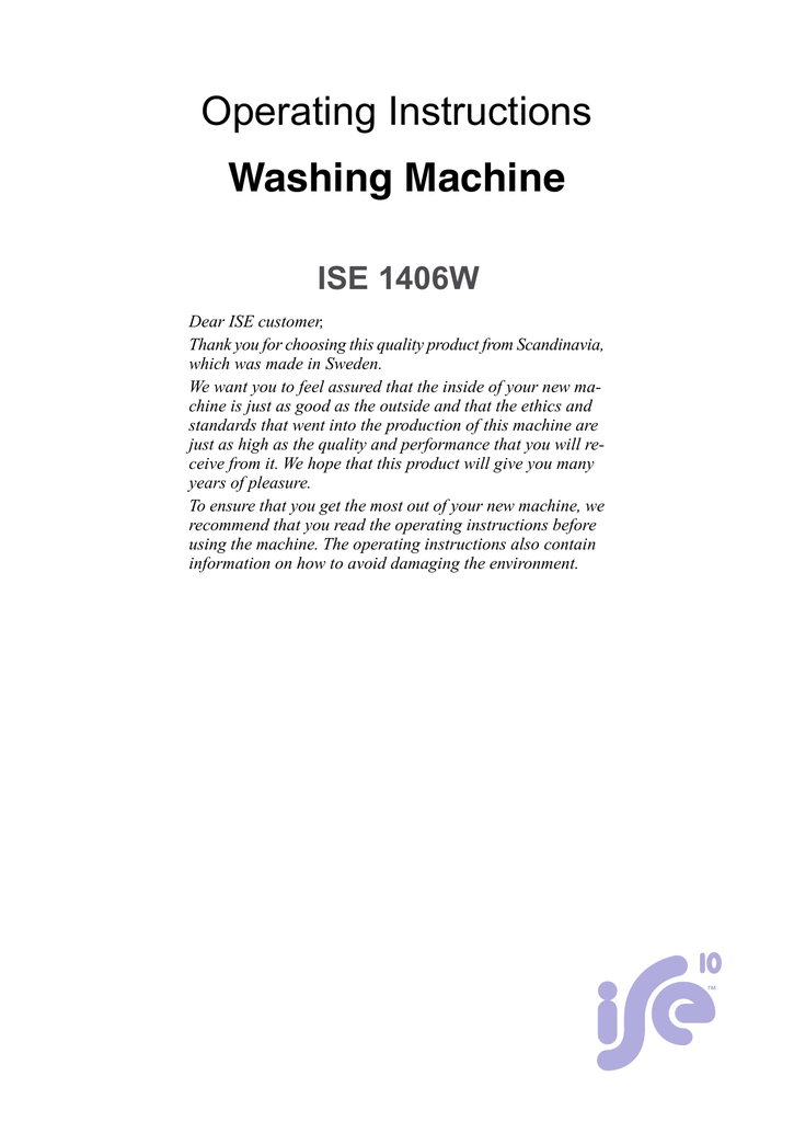 Operating Instructions Washing Machine | Manualzz