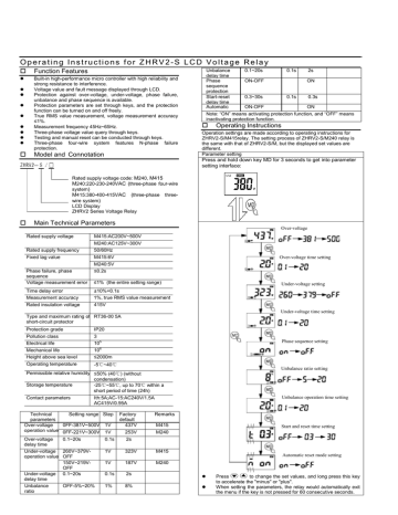 Operating Instructions for ZHRV2 | Manualzz