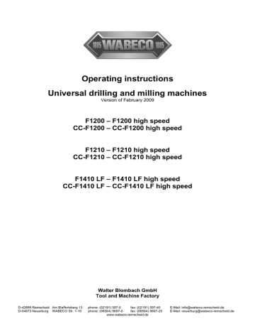 WABECO CC-F1200 hs Operating Instructions Manual | Manualzz