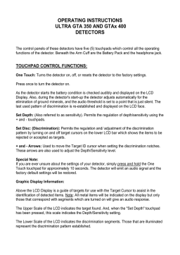 GARRETT ULTRA GTA™ 350 and GTAx™ 400 Detectors Owner Manual