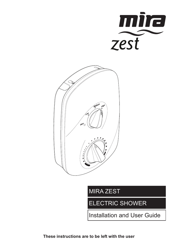 Installation And User Guide ElEctrIc ShowEr MIra ZESt | Manualzz