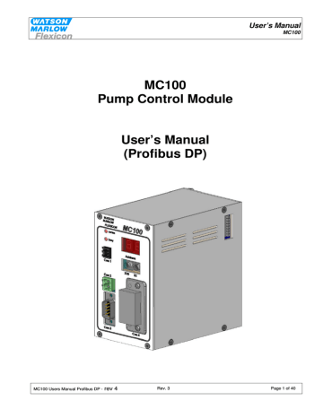 Mc100 Pump Control Module User S Manual Profibus Dp Manualzz