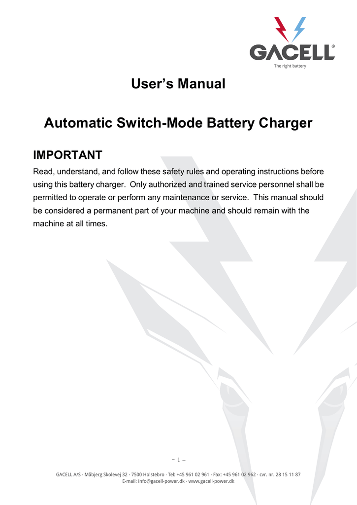 User's Manual Automatic Switch-Mode Battery Charger | Manualzz