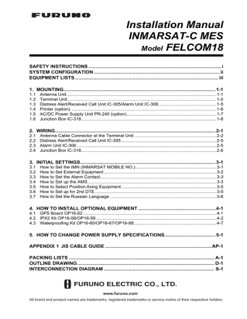 Installation Manual Inmarsat C Mes Model Felcom18 Manualzz