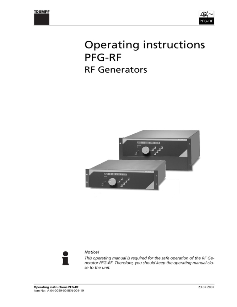 Operating Instructions Pfg Rf Manualzz