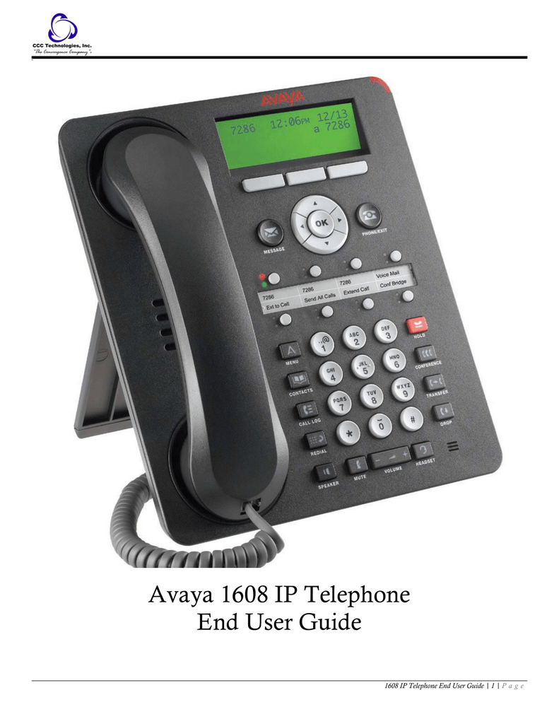 Avaya 1608 IP Telephone End User Guide Manualzz