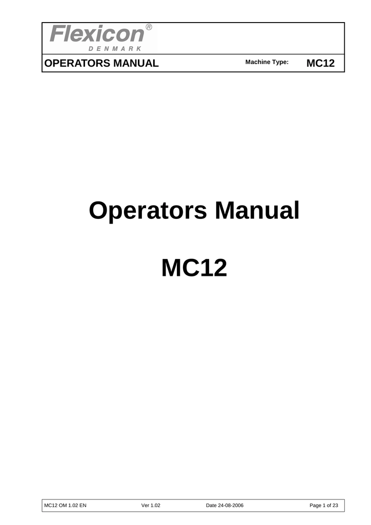 Operators Manual Mc12 Manualzz