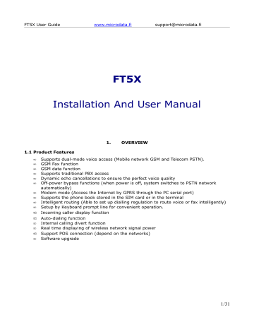 FT5X Installation And User Manual | Manualzz