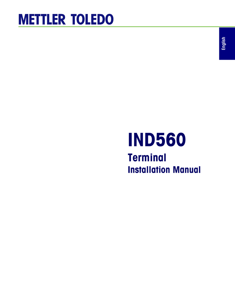 Mettler Toledo IND560 Terminal Installation Manual | Manualzz