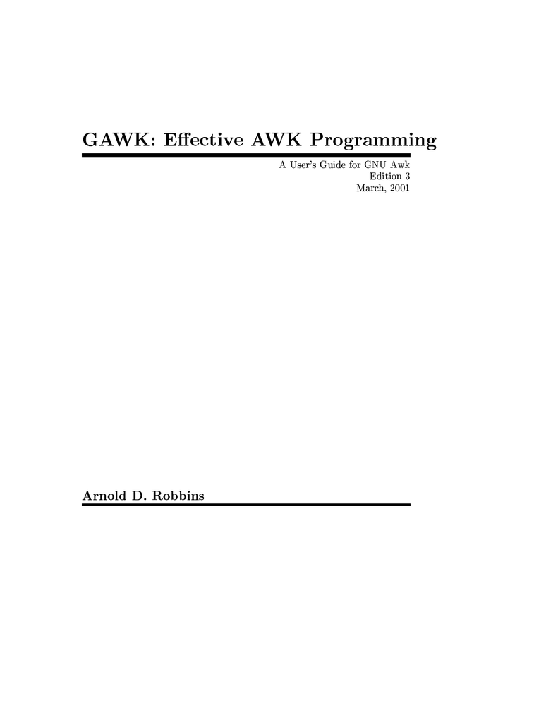 Gaw Effective Aw Programming A User S Guide For Gnu Awk Manualzz