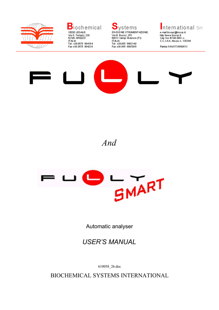 USER S MANUAL Biochemical Systems International Manualzz