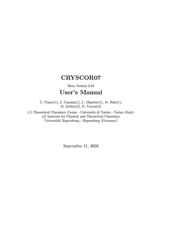 Cryscor07 Beta Version 0 94 User S Manual C Pisani 1 S Manualzz