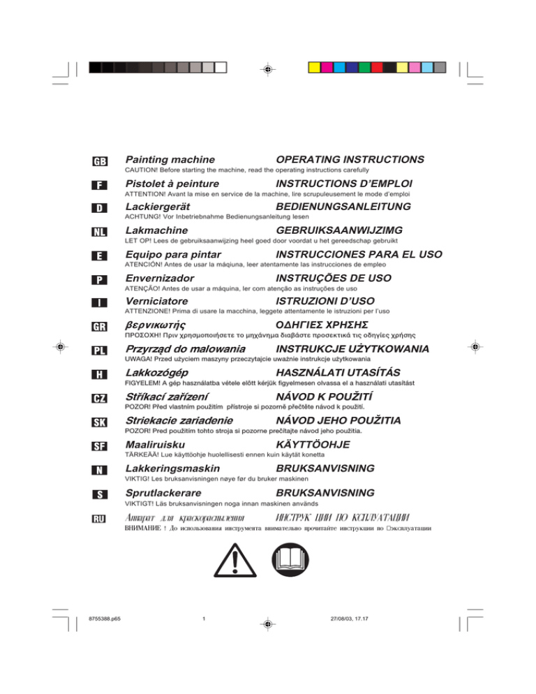 Painting Machine Operating Instructions Pistolet A Peinture Manualzz