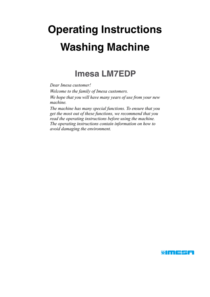 Operating Instructions Washing Machine Manualzz