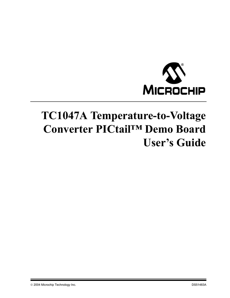 TC1047A Temperature-to-Voltage Converter PICtail Demo Board | Manualzz