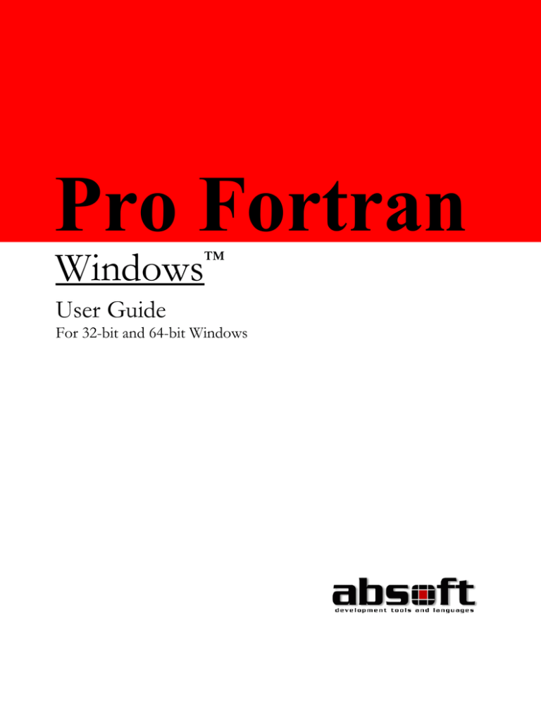 Absoft Pro Fortran User Guide Manualzz