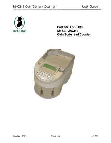 MACH3 Coin Sorter / Counter User Guide | Manualzz