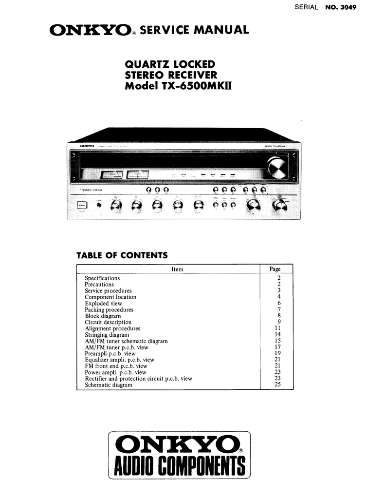 Onkyo Service Manual for the TX-36 Tuner Amplifier Amp Receiver ~ Repair Manual