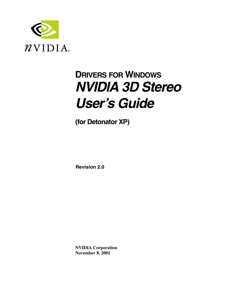 NVIDIA 3D Stereo User's Guide | Manualzz