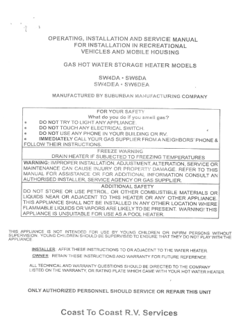 Suburban Hws Manual Vanguard Caravan Sales Manualzz