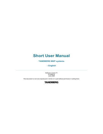 TANDBERG MXP Short User Manual | Manualzz