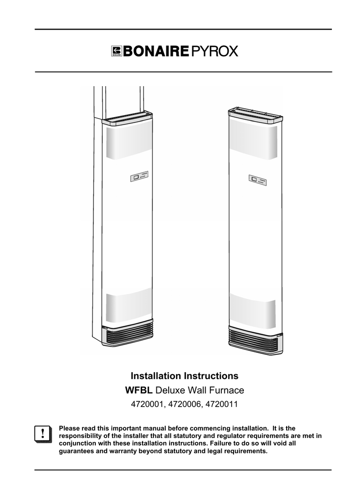 Bonaire Wfbl40 Installation Instructions Manual Manualzz - Installing Wall Heater