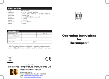 Operating Instructions for Thermapen™ | Manualzz