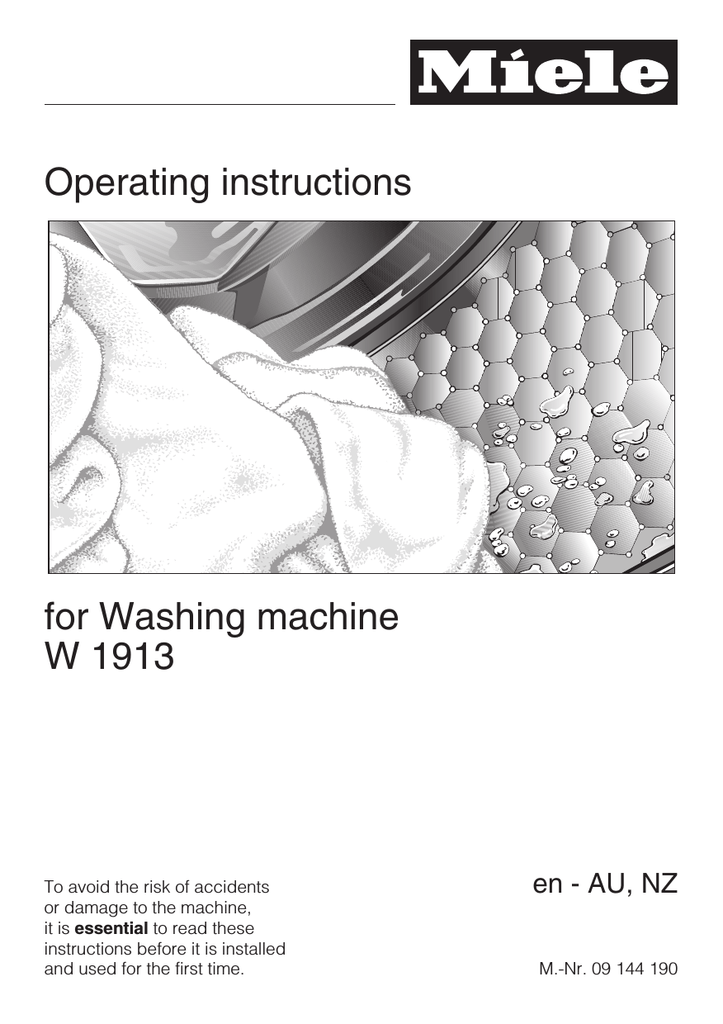 Operating instructions for Washing machine W 1913 Manualzz