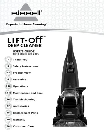 BISSELL 10N4 Series Deep Cleaner User's Guide | Manualzz