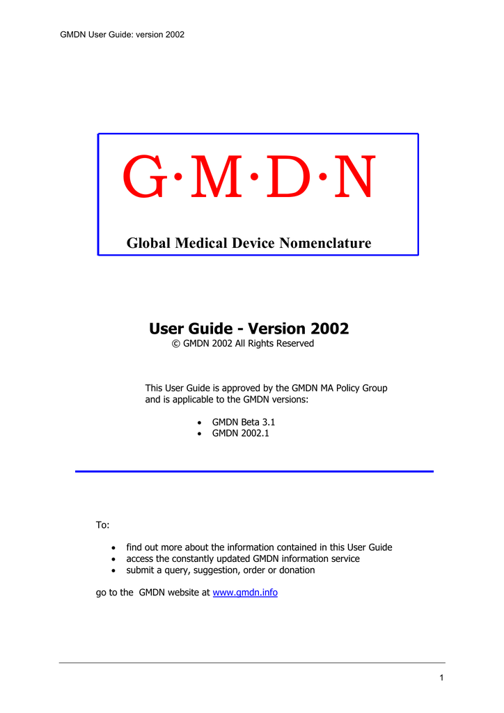 Global Medical Device Nomenclature User Guide Manualzz