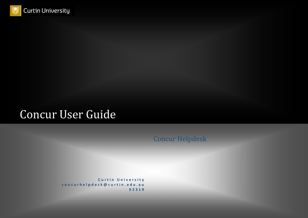 ... User - Services Guide Concur and Commercial Curtin Financial