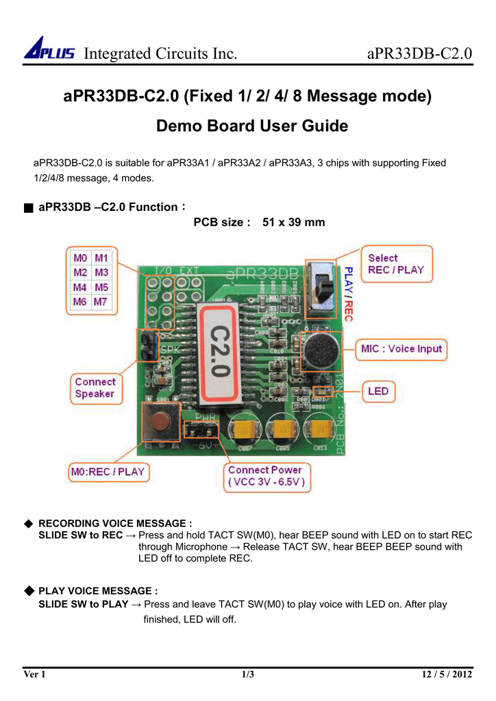 aPR33DB-C2.0 User Guide - Aplus Integrated Circuits Inc. | Manualzz