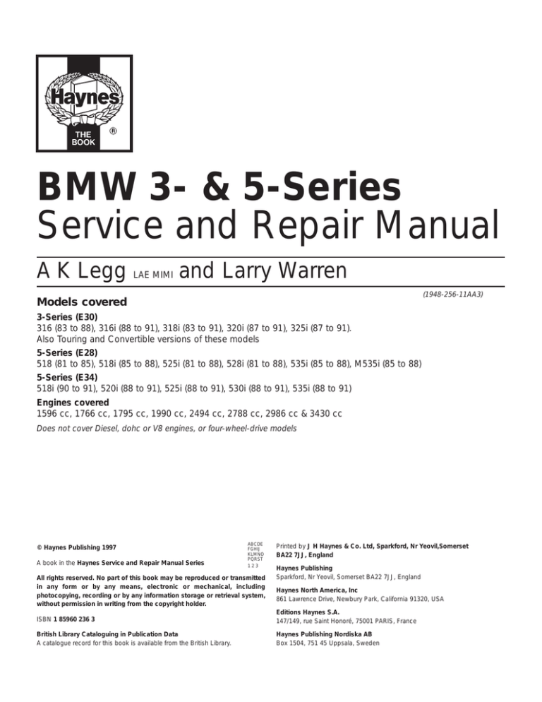 BMW 3 & 5Series Service and Repair Manual Manualzz